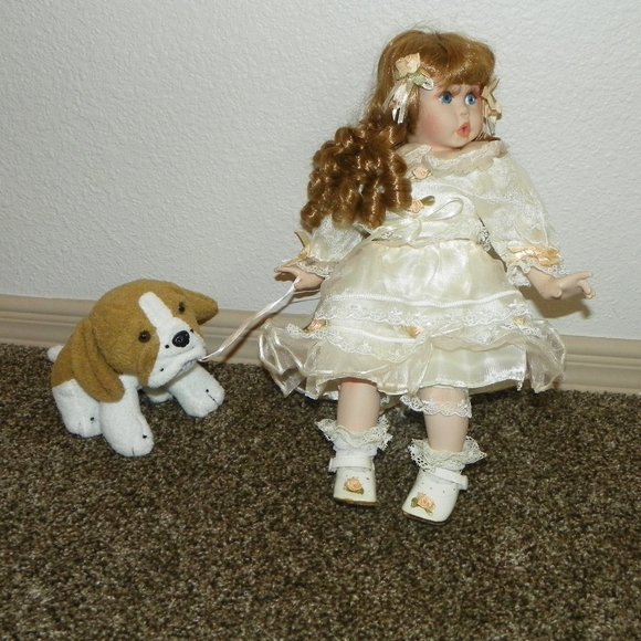 Unknown Other - Porcelain Doll & Puppy Dog